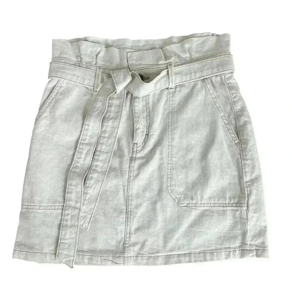 Free People Splendor In The Grass Tie Belt Skirt Oatmeal Pockets Zipper Size 8 - Picture 1 of 5